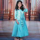 Full Flare Long Frock With Banaras Over Coat